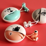 DIID 韩版可爱小猫咪耳机盒入耳式手机耳机 迷你带麦卡通女生苹果