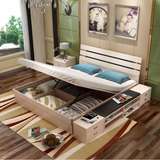 简易宜家单双人气动箱框高箱床收纳床架1.8 1.5米1.2m板式储物床