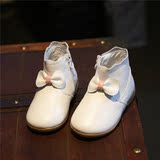 秋季女童公主鞋中高帮花朵宝宝单鞋小童皮鞋真皮软底豆豆鞋1--3岁