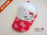 日本外贸原单女童KT猫鸭舌帽子婴幼儿网眼帽宝宝绣花棒球帽太阳帽