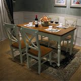 象牙白色美式乡村欧式田园地中海实木饭桌餐桌椅组合定制家具