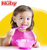 美国NUBY努比婴儿童便携式吸盘碗附勺子宝宝辅食训练小碗餐具正品