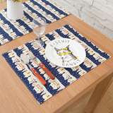 时尚宜家蓝色城堡餐垫餐巾布艺杯垫小方形长方形隔热垫盘子垫餐巾