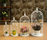 雅艺创意欧式铁艺鸟笼 婚庆装饰花笼摆件 道具鸟笼 挂款花架鸟笼