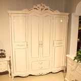 欧式衣柜 法式珠光珍珠白描金2米四门衣柜木质雕花烤漆卧室大衣橱