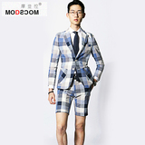摩登控春季原创男士休闲西服套装韩版修身青年薄款格子西装夏季潮