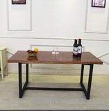 美式简约铁艺实木餐桌 复古工业风办公桌工作台电脑桌书桌会议桌