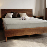 宜家简约现代实木婚床白橡木胡桃木双人床卧室家具纯实木床可定制