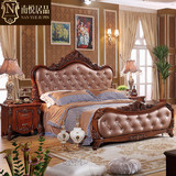 欧式床 实木床 双人床 新古典床1.8米美式床 深色床高箱床 法式床