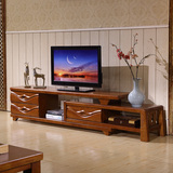 新品中式实木电视柜简约客厅橡木伸缩电视柜酒柜组合储物地柜包邮