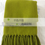 工厂批发简约绿色针织时尚休闲毯板房沙发毯膝盖毯床上搭毯床尾毯