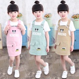 韩版新款中小童装女童套装背带裙纯棉两件套T恤小女孩夏装3吊带裙