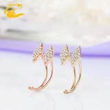 9K金玫瑰金黄金钻石耳钉男女款时尚完美优雅造型原创耳环正品包邮