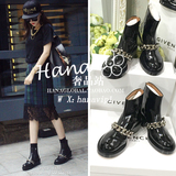 【现货】Givenchy/纪梵希链条短靴亮面牛皮圆头粗跟女鞋小辣椒