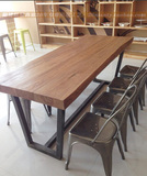 美式loft铁艺实木餐桌椅长方形餐桌简约会议书桌子复古工作台家具