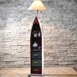 地中海个性装饰置物架船形储物柜台灯功能 创意家居柜子 酒柜
