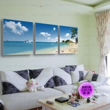 客厅装饰画 沙发背景墙画 蓝天海洋画 海边海鸥风景画 三联无框画