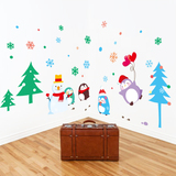 幼儿园活动会场布置背景墙贴纸贴画圣诞节日雪人雪花企鹅儿童房间