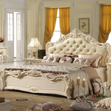 法式奢华卧室家具欧式床头层真皮高箱公主婚床双人1.5M1.8米田园