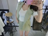 韩国代购女装现货女修身夏休闲英伦小西装西服套装薄荷绿