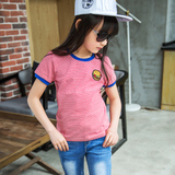女童短袖t恤 儿童条纹体恤大童公主屋童装2016夏装新款上衣韩版潮