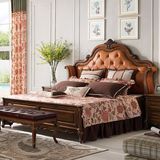 美式乡村高端全实木真皮床 1.8米双人床 欧式床 婚床 卧室家具