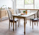 美式乡村实木餐桌简约现代做旧长方餐桌橡木高档欧式复古餐桌组合