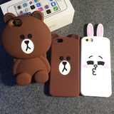 iphone5s/6s plus泰迪小熊手机壳 苹果6 棕熊猫韩国兔子硅胶套潮