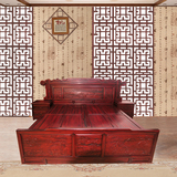 古典 仿古 红木家具 实木床 双人床 南美酸枝 新款兰亭序大床