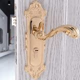 欧式金色简约室内卧室房门锁 实木金色门把手轴承执手锁具