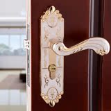 欧式门锁室内卧室实木门锁具把手仿古琥珀白门把手五金锁具