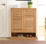 北欧实木鞋柜定制美式日式原木橡木胡桃木储物柜客厅家具