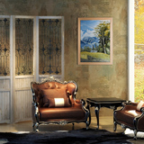 手绘瓷板画 中式客厅装饰画山水风景画玄关竖版过道壁画走廊挂画