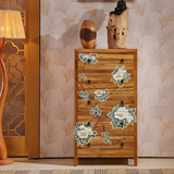 香樟木实木家具新中式彩绘五斗柜毛衣收纳柜玄关柜仿古储物柜
