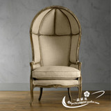 美式乡村太空椅蛋蛋椅 单人沙发高背形象椅 休闲椅贝壳椅实木家具
