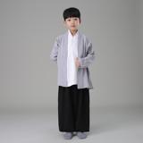 儿童古装汉服男童唐装表演出服装中式童装棉麻开衫中国风春夏套装
