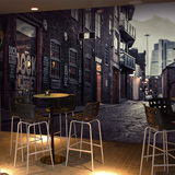 欧式复古怀旧街景3D墙纸西餐厅 大型壁画酒吧KTV包厢工业个性壁纸