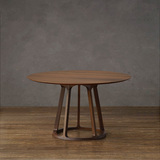 北欧宜家简约实木餐桌进口老榆木复古圆餐桌小户型圆形餐桌椅组合