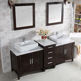 中式浴室柜组合美式落地橡木浴柜现代简约洗漱台小户型实木卫浴柜