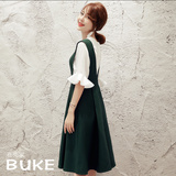 布壳2016夏季套装女韩版背带连衣裙雪纺衫中长裙两件套气质套装裙