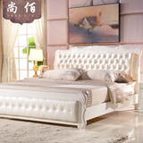 实木床欧式橡木床白色1.8米法式双人床1.5米高箱储物床皮艺软靠床