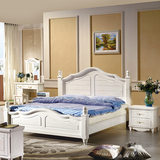 实木床1.8米简约现代韩式橡木仿古象牙白卧室双人高箱储物婚床
