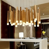 北欧实木个性设计师创意灯具艺术日式木质客厅灯餐厅多头长大吊灯