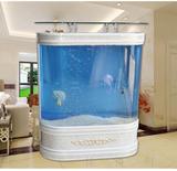 生态鱼缸水族箱超白玻璃双圆创意鱼缸金鱼缸乌龟缸免换水厂家直销