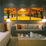 现代简约风景装饰画欧式客厅三联沙发背景墙壁挂画郁金香无框画