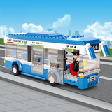 【天天特价 】快乐小鲁班单层巴士公交车汽车积木高玩具儿童拼装