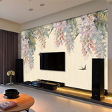 简约花鸟墙纸 现代客厅卧室沙发电视背景墙手绘壁纸 时尚欧式壁画