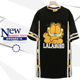 2016夏装新款lalabobo加菲猫学院风中长款镂空短袖连衣裙t恤女