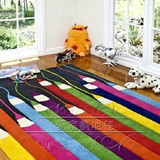 时尚潮牌彩条地毯卧室床边客厅茶几地毯定制做样板间玄关满铺地毯