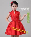 新款2016年红色女童公主裙礼服古筝二胡比赛表演大合唱儿童演出服
